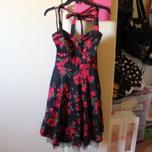 HOTTOPIC ROSE HALTER DRESS